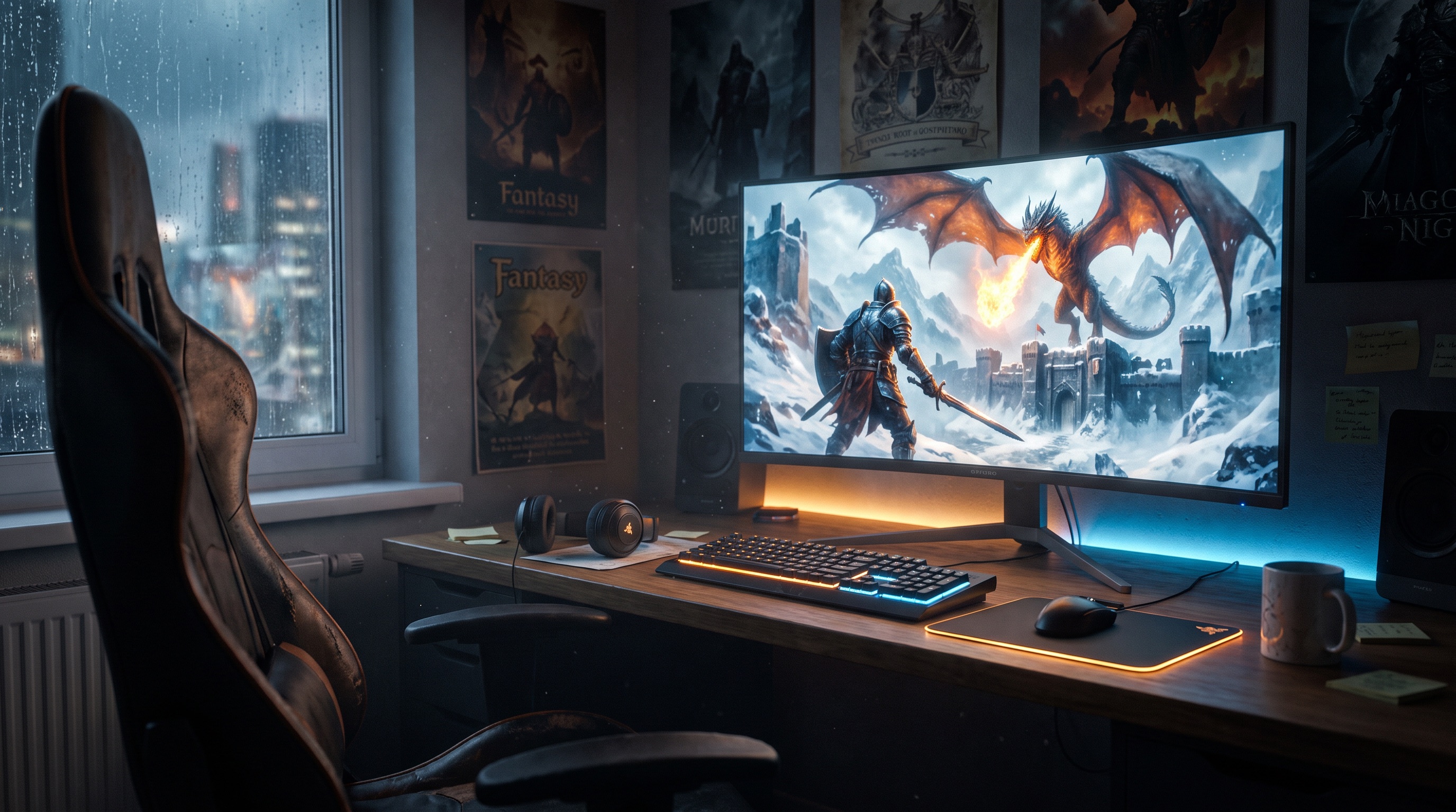 Une chambre la nuit, un écran allumé sur World of Warcraft